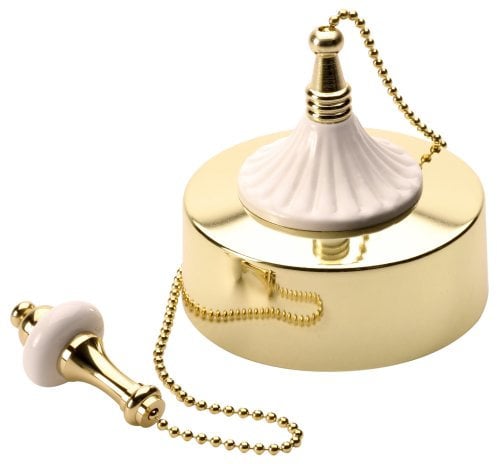 Deluxe 6Amp 2 Way Ceiling Switch Brass and White Feature FPK1-WH-39