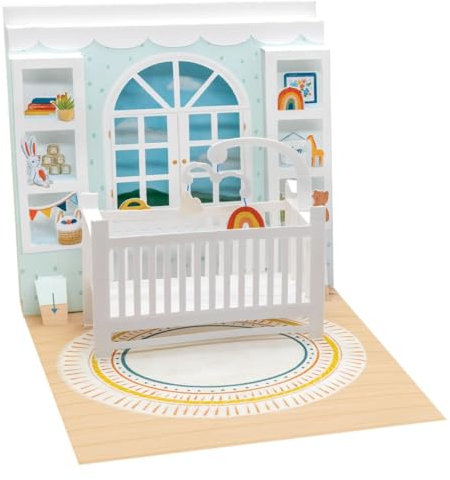 Geburt Geburtstag Pop Up 3D Karte Grußkarte Babywiege 13x13cm