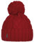McBurn Giant Bommelmütze Damen - Made in Italy Wintermütze Bommelmützen Strickmütze mit Umschlag, Futter, Futter Herbst-Winter - One Size rot