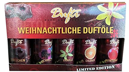 2222 5X Dufti 100% ätherische Öle für Duftlampe 5 Flaschen à 10ml Weihnachten Lufterfrischer