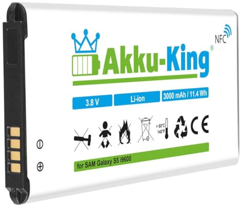 Akku-King Akku kompatibel mit Samsung EB-B900BE - Li-Ion 3000mAh (mit NFC) - für Galaxy S5, S5 Neo, GT - i9600, i9602, i9605, SM-G901
