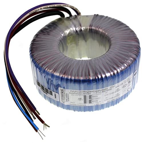 Sedlbauer transformateur toroïdal Transformateur 300VA 2x12V pour audio, industriels, halogènes et sur rails - 230V tension d'entrée - 24V tension sec