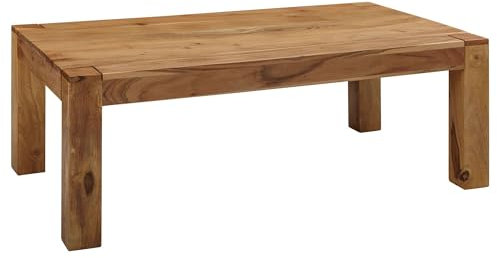 FineBuy Couchtisch PATAN 110 x 60 x 40 cm Holz Massiv, Massiver Wohnzimmertisch Rechteckig Braun, Beistelltisch Massivholz, Design Holztisch Wohnzimmer