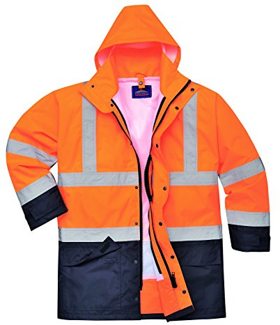 Portwest S768 Executive 5-in-1 Jacke 7 Taschen Stehkragen Langarm Baumwolle | Orange/Marine, 4XL, EN ISO 20471 Klasse 3, EN 342, 100% Polyester, Klettverschluss, Wasserabweisend