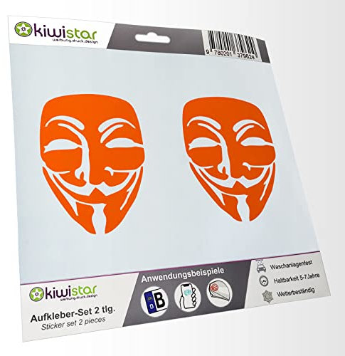 - 2X Kennzeichenaufkleber -Anonymous Maske Aufkleber für Auto, Laptop, Fahrrad, LKW, Motorrad Mehrfarbig JDM Decal Racing