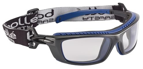 Bollé BAXTER - Montura PC negro y azul – Ocular incoloro en PC anti-vaho y anti-rayaduras PLATINUM – cinta y espuma BAXPSI Taille Unique