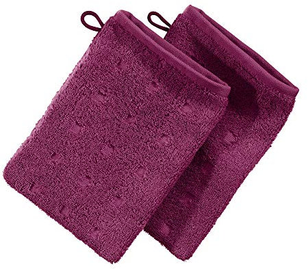Möve Waschhandschuh 2er-Pack Quadretti Walk-Frottier Fuchsia Größe 15x20 cm