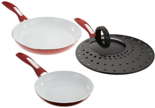 TV - Unser Original 02478 Bratmaxx Induktions-Pfannen Keramik 4er-Set inklusiv Spritzschutzdeckel, rot