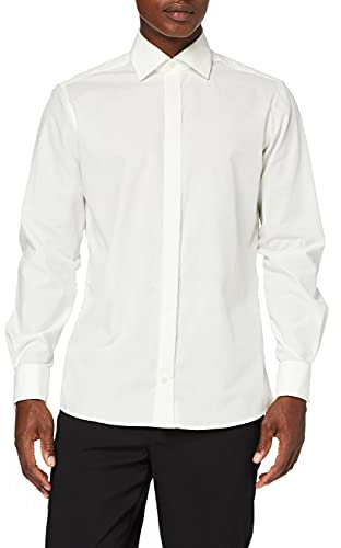 BlueBlack Herren Slim Fit Smoking Hemd mit Bogen Valentino, Gr. Kragenweite: 41 cm, Elfenbein (cremefarben 50)