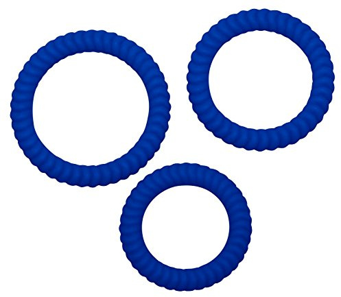 ORION Penisring-Set - 3 teiliges Cock-Ring-Set für Männer, mit gerillter Reizstruktur, in verschiedenen Größen. für Blutstau-Effekt, blau