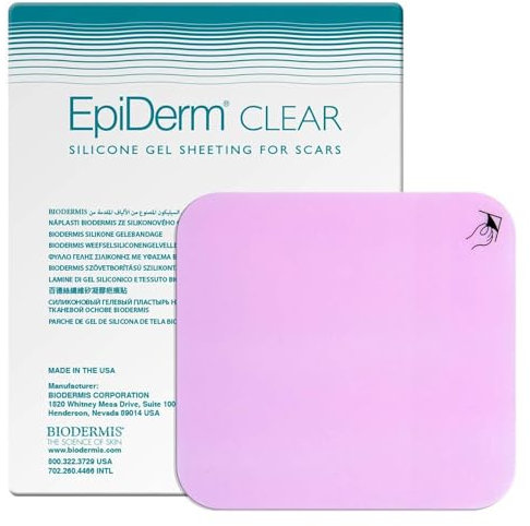 BIODERMIS Silikon Narbenpflaster - Medizinische Narbenpflege für Gesicht & Körper (12 x 14,5 cm/Transparent) - Zuschneidbare & wiederverwendbare Silikonpflaster - Narbenreduktionspflaster