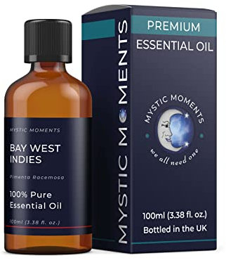 Mystic Moments Aceite esencial Bay West Indies de 100 ml, aceite puro y natural para difusores, aromaterapia y mezclas de masaje, vegano sin OMG