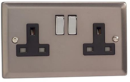 Varilight XR5DB 13A Switched Socket 2 Gang Black Pewter