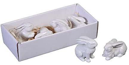 Creative Co-Op White Ceramic Bunnies (Set of 6 Pieces)