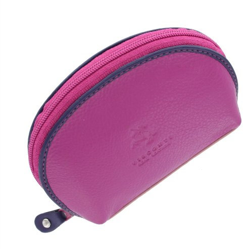 Visconti Porte-Monnaie pour Pièces Rainbow Collection Malay Zippé en Haut avec Porte-clé en Cuir RB63 Baie Multi