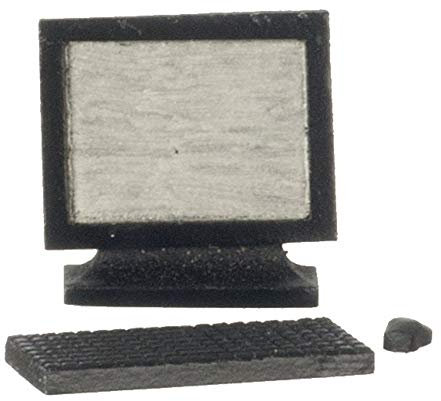 Melody Jane Puppenhaus Miniatur 1:12 Maßstab 3 Teile Schwarz Computer Set