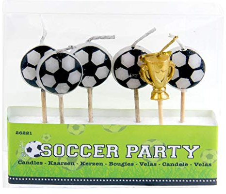 Folat 26221 Fußball Kerzen-Set-6 Stück, Mehrfarbig, 5x1.5x6cm