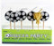 Folat 26221 Fußball Kerzen-Set-6 Stück, Mehrfarbig, 5x1.5x6cm