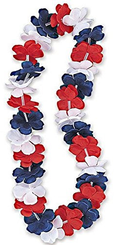 lp Collier Hawai Bleu Blanc Rouge France Collier DE Fleur Foot Deguisement