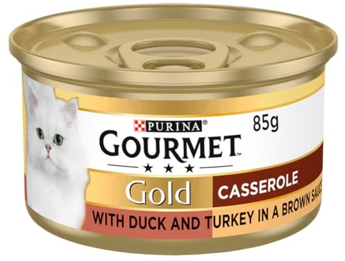 Gourmet Gold Tinned Cat Food Duck and Turkey Casserole, 85g