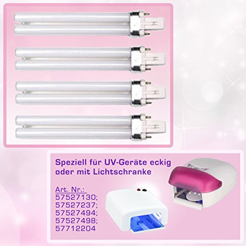 N&BF 4er Set 9W UV Ersatzröhren für Lichthärtungsgeräte | Ersatz Lampen für UV Geräte eckig & Lichtschranke | Lighttube Röhren Aushärtelampe | Zur Gelnägel Maniküre Zuhause & im Nagelstudio einsetzbar