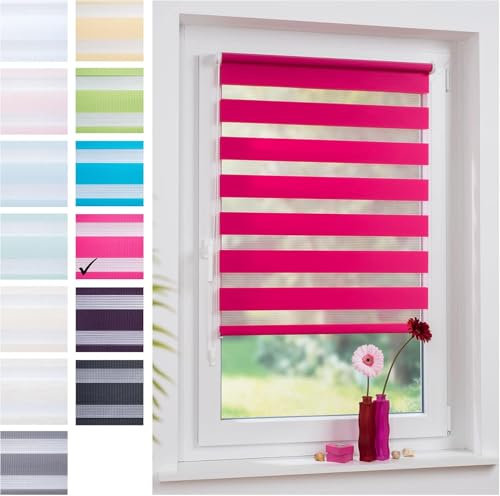 Liedeco® Duo Rollo Klemmfix - 45 x 160 cm Red Magnolia/lichtdurchlässig/stufenlos verstellbar/leichte Innen-Montage ohne Bohren mit Klemmträgern