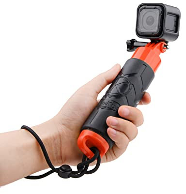 CamKix Premium Floating Hand Grip Compatible with Gopro Hero 8, 7, 6, 5,4, Session, Black, Silver, Hero+ LCD, 3+, 3, DJI Osmo Action/Hollow Interior for Storage of Small Items