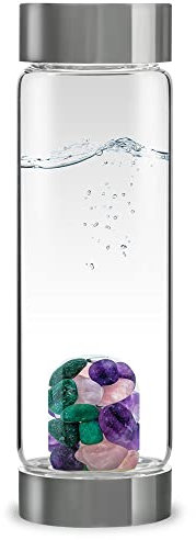 VitaJuwel ViA BEAUTY | Wasserflasche mit Amethyst, Rosenquarz & Aventurin für Vitalität & Selbstliebe