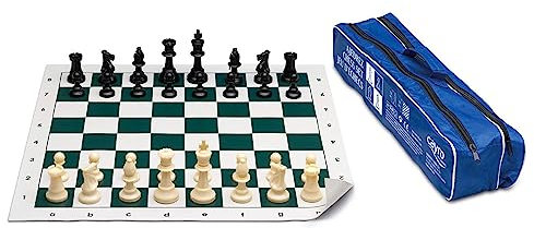 Cayro – Schachspiel – mit Figuren und Aufbewahrungstasche – Schachspiel, handgeschnitzte Holzfiguren – Klappbrett