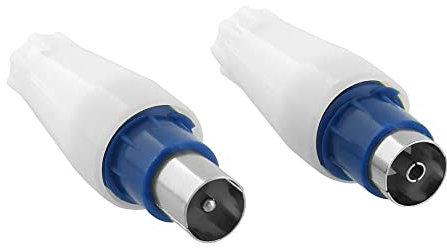 T'nB - 2 Prises antenne TV 9,5mm M+F - Blanc/Bleu