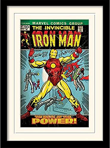 Pyramid International Iron Man (Birth of Power) 30x40 cm montiert und gerahmt, Mounted 250GSM PAPERWRAP MDF, Mehrfarbig, 44 x 33 x 4 cm