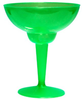 Party Essentials N121013 Two-Piece Disposable Plastic 12-Ounce Margarita Glasses/Cocktail Cups, Neon Green
