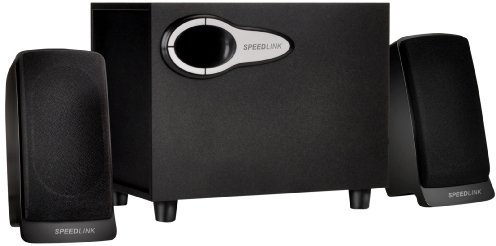 Speedlink Mace Aktiver-Lautsprecher (Bassreflex Öffnung, Downfire-Technik, zuschaltbarer Bass Boost Funktion, Holzgehäuse) schwarz