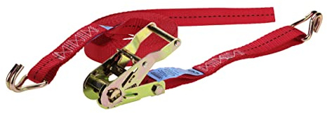 kwb Zurrgurt 5 m x 27 mm, aus strapazierfähigem Polyesterband, mit 2 Haken, Spannratsche, mit Komfortentriegelung und Prüfschild, TÜV/GS geprüft