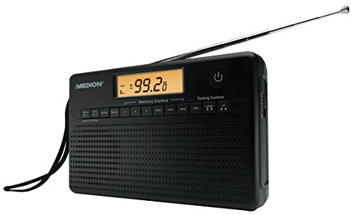 MEDION LIFE E66001 PLL Weltempfänger (MD 82157), PLL-Synthesizer Tuner, 330 Senderspeicher, Weltzeitanzeige von 34 Städten, 10 Alarm-Speicherplätze, Kalender, LCD-Display, schwarz