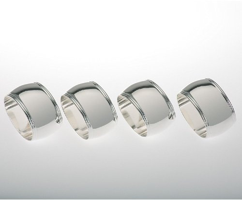 Serviettenringe Silber oval 4er Set für Papierservietten oder Tischbänder Hochzeit Vintage Servietten-Ringe Geburtstag Taufe