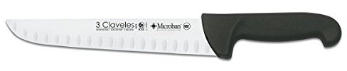 3 Claveles Cuchillo Carnicero Alveolado Proflex, Acero Inoxidable, Negro, 24 cm-9.5