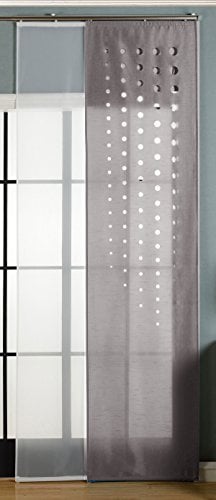 Gardinenbox 2er-Pack Schiebegardine Flächenvorhang Toledo Lasercut Wildseide Optik Voile, Grau, 245x60 cm (HxB) inkl. Paneelwagen und Beschwerungsstangen, 165660