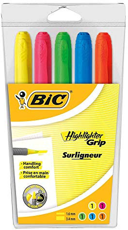 BIC Textmarker Highlighter Grip 1,6 3,3 mm Keilspitze VE5