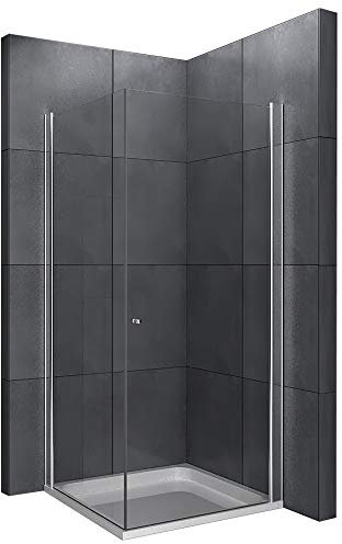 Alpenberger KAGE Eckeinstieg Duschkabine 90x90x195cm 1-türig mit Antikalk | Echtglas, EasyClean Duschwand aus Einscheibensicherheitsglas ESG, Duschabtrennung |Komplett Dusche Lotus-Effekt TÜV geprüft