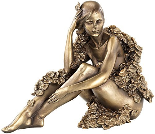 Carlo Milano Dekofigur: Sitzende Frauen-Statuette, Kunstharz-Guss in Bronzeoptik (Skulpturen, Frauen Figur Deko, Erotic Figuren)