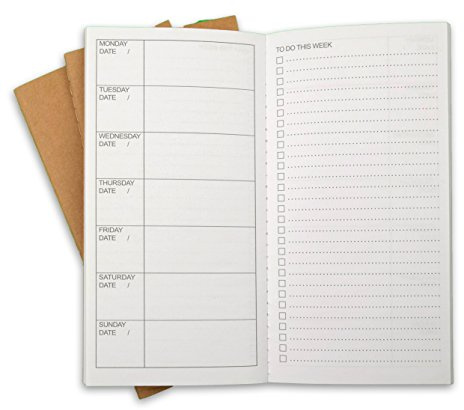 Ricco Bello Notizbuch Refill – Set von 3 Weekly To Do List weiß