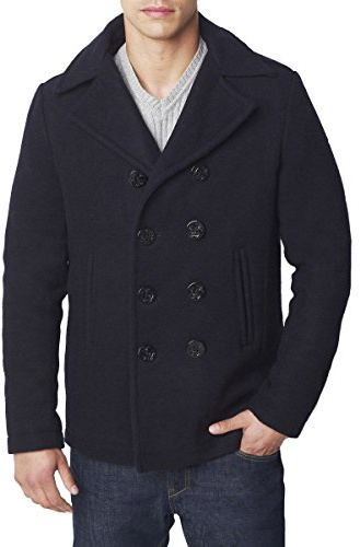 Schott NYC Men's Cyclone 2 Peacoat Reefer Long Sleeve Coat