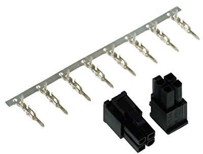 Phobya ATX Power Connector 4Pin Stecker inkl. 4 Pins - 2 Stück Black Kabel Connector