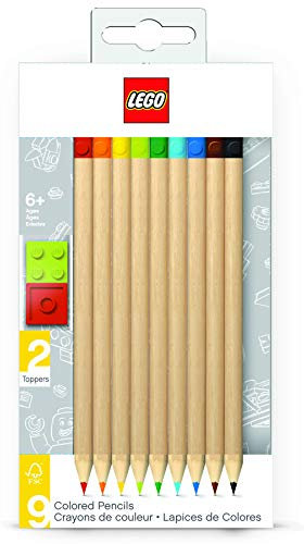 Lego LE51515 9 Pack Coloured Pencils With Toppers, Assorted Colours