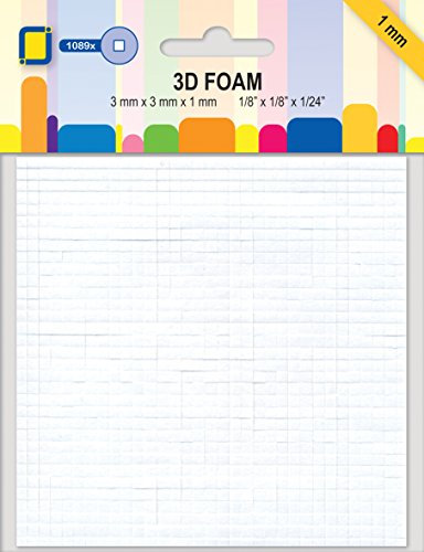 JEJE 3D Foam Dot Mini Squares-1 mm, Synthetic Material, White, 14.8 x 11.1 x 0.1 cm