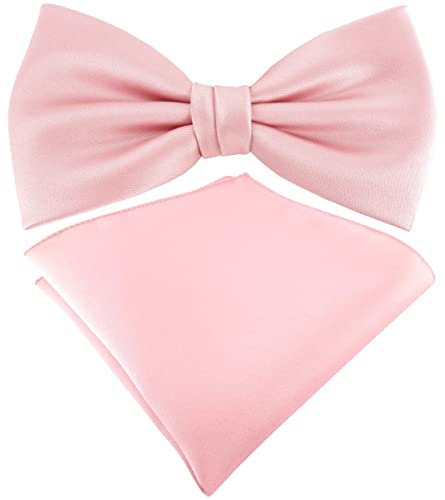 TigerTie Satin Fliege Einstecktuch in rosa einfarbig Uni + Aufbewahrungsbox
