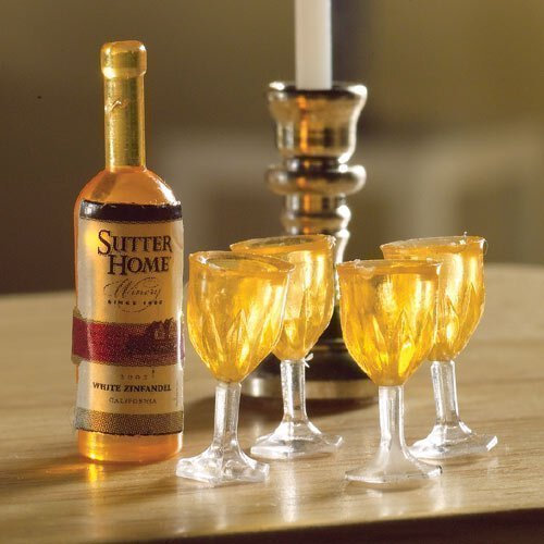 The Dolls House Emporium Bottle of Wine & Glasses, 5 pcs by The Dolls House Emporium