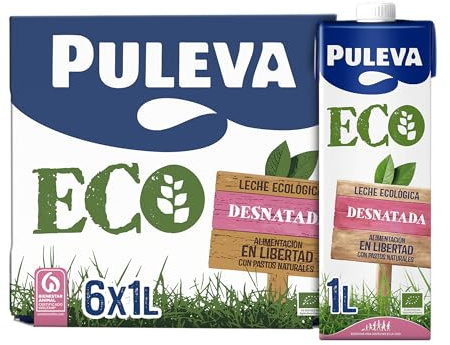 Puleva - Leche ecológica Desnatada, ECO, brik 1L - Caja 6 litros