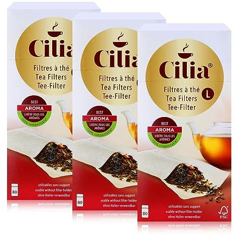 CILIA® Teefilter 80 Stk. Grösse L ohne Halter verwendbar (3er Pack)